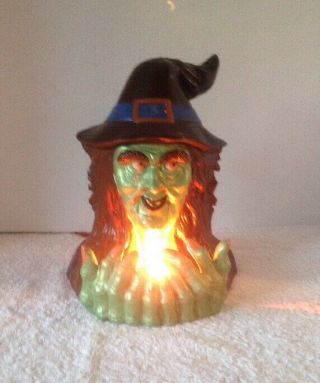 VINTAGE CERAMIC MOLD HALLOWEEN WITCH LIGHTED BLINKING SCARY SPOOKY 2