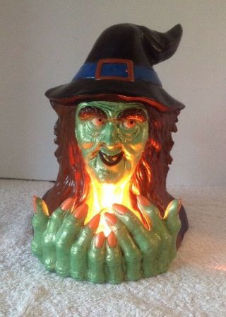 VINTAGE CERAMIC MOLD HALLOWEEN WITCH LIGHTED BLINKING SCARY SPOOKY 3