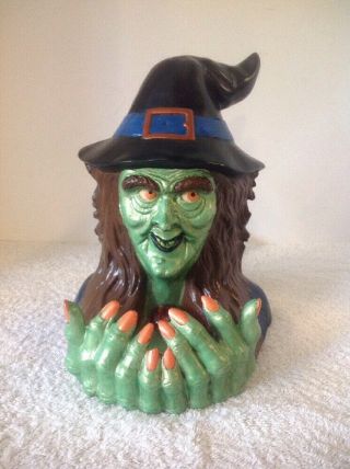 VINTAGE CERAMIC MOLD HALLOWEEN WITCH LIGHTED BLINKING SCARY SPOOKY 4