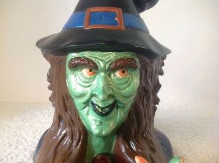 VINTAGE CERAMIC MOLD HALLOWEEN WITCH LIGHTED BLINKING SCARY SPOOKY 5