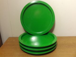 Vintage Dansk Green Hard Plastic Plates Set Of 4