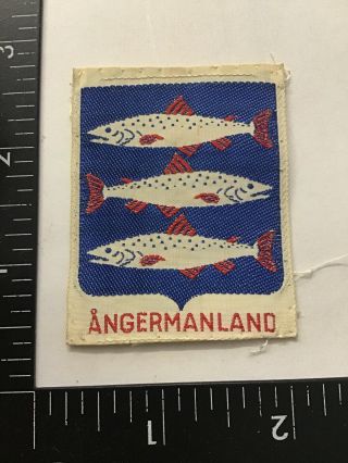 Vtg Angermanland Sweden Travel Souvenir Sew - On Patch Emblem Badge Fishing