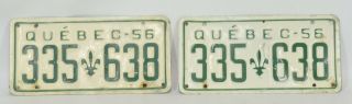 1956 Quebec License Plate (pair) 335 638 - - As Found