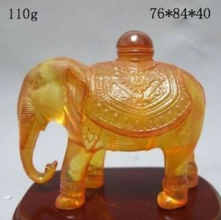 Decorated Wonderful Handwork Resin Amber Carving Elephant Statue Ornament Bottle