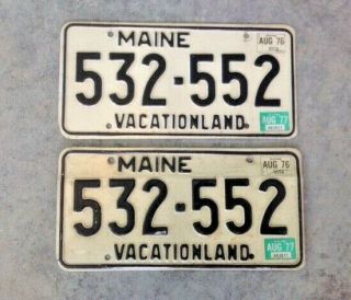 Maine Matching License Plates: 1976 - 77 Vacationland