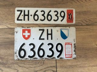 Swiss Switzerland License Plate Europa Cantone Zurich Zh 63639 Pair 2 Plates