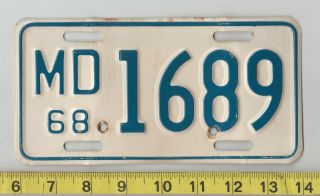 1968 Maryland Motorcycle License Plate 1689