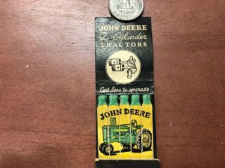 Rare Feature Matchbook Cover John Deere 2 Cylinder Tractors Kansas City,  Mo.