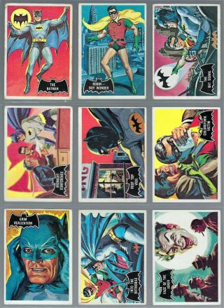 1966 Topps Batman Black Bat Complete Set Of 55 Cards - Mid Grade