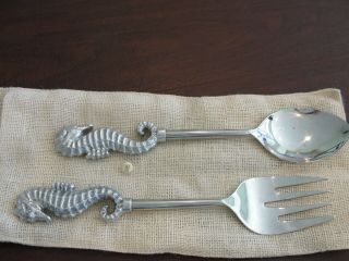 Pottery Barn Seahorse Service Fork And Spoon