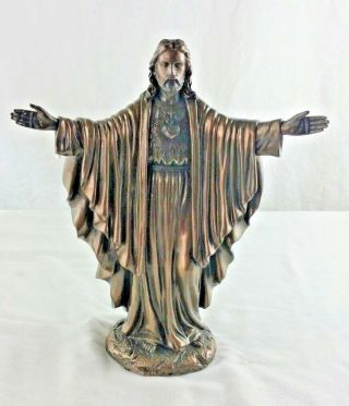 12 Inch Bronze Colored Sacred Statue Jesus Holy Religious Figurine