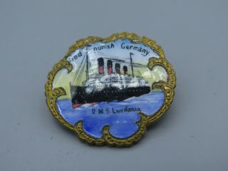 Cunard Line Rms Lusitania " God Punish Germany " Ocean Liner Enamel Pin