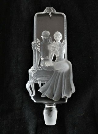 Antique Bohemian Intaglio Cameo Crystal Glass Stopper Only For Perfume Bottle