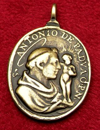 Franciscan Monk Antique St.  Francis Of Assisi St.  Anthony Of Padua Bronze Medal