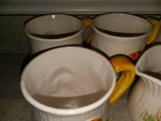 Vintage Sears Merry Mushroom (4) Coffee Mugs Cups (1) Creamer Japan EUC 1970s 8