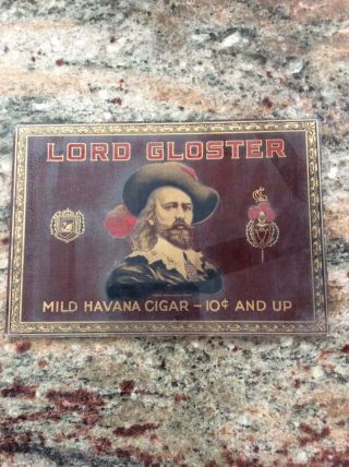 Antique Vintage Cigar Store Sign Reverse Painted Glass Lord Gloster