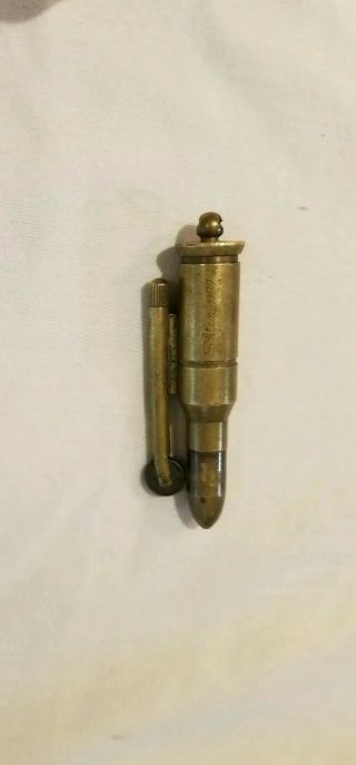 Ww2 Era,  Vintage Bullet Shape Trench Art Lighter.  Brass
