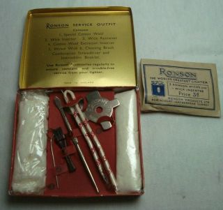 Ronson Service Outfit Vintage Lighter Service Kit Tin And Extra Wicks
