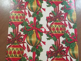 Vtg Christmas Wrapping Paper Gift Wrap Gorgeous Ornaments Nos