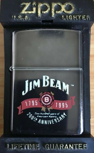 Zippo Lighter Jim Beam 200th Anniversary Midnight Chrome From 1995