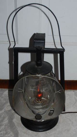 Antique Dietz Acme Inspector Railroad Lantern Kerosene Oil Lamp Electrified