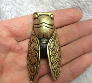 Chinese Brass Carving A Little Cicada Solid Copper Statue