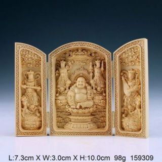Hot Exquisite Handwork Carved Boxwood Buddha Statue China Calligraphy Box