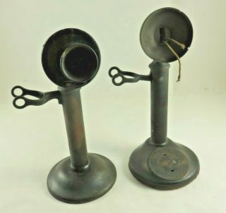 2 Antique Candlestick Phones For Repair Or Parts Western Elec.  & American Bell