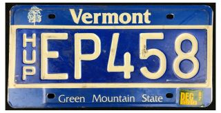 Vermont 1987 Highway Use Trucking Permit License Plate Ep458