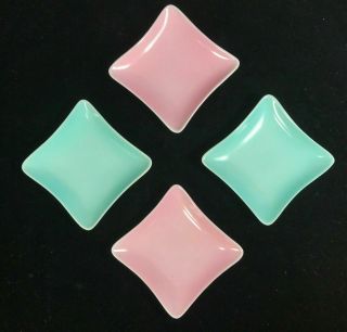 Vintage 1950s Mid Century 2 Pink Ceramic Diamond Dishes Germany (2 Aqua)