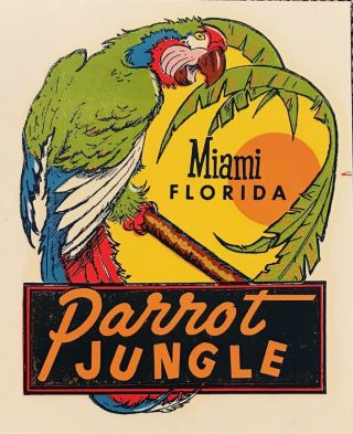 Parrot Jungle Miami Florida Vintage Souvenir Decal