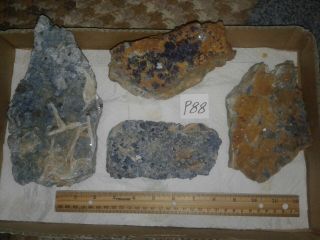 4 Specimens Of Blue Fluorite,  Royal Flush Mine,  Bingham,  Mexico P88