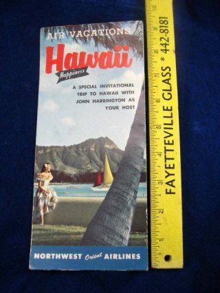 Vtg 1957 Northwest Airlines Hawaii Happiness Vacation Travel Brochure Booklet
