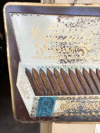 1910’s White Label Embossed Tin Cigar Tobacco Sign Non Porcelain 2