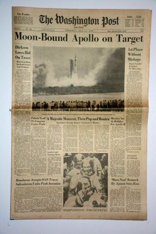 Apollo 11 50th Anniversary - Washington Post Newspaper July 17,  1969: The Launch