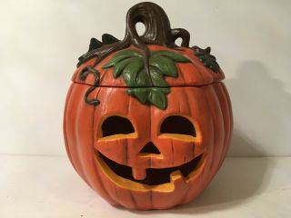 Ceramic Jack - O - Lantern Light Up Pumpkin Halloween Decoration