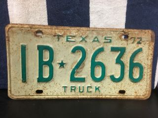 Vintage 1972 Texas Truck License Plate