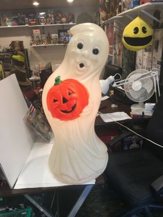 General Foam Plastics Lighted Blow Mold Ghost With Pumpkin,  33 - Inch