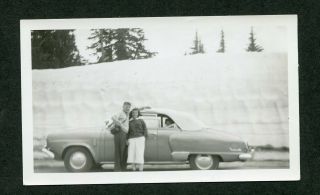 Vintage Car Photo 1950 1951 Studebaker Convertible Crater Lake Snow Bank 986001