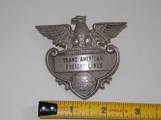 Vintage Trans American Freight Lines Cap Badge,  History Folks.  Hoffa Gift