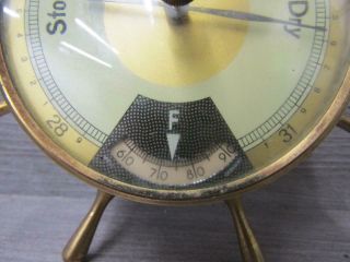 Vintage Brass Finish Barometer Thermometer Shaped Like A Ship ' s Wheel 2
