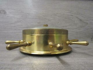 Vintage Brass Finish Barometer Thermometer Shaped Like A Ship ' s Wheel 4