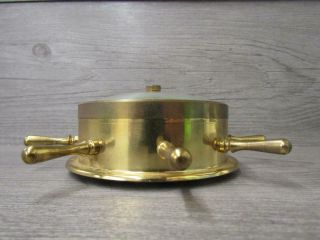 Vintage Brass Finish Barometer Thermometer Shaped Like A Ship ' s Wheel 5