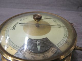 Vintage Brass Finish Barometer Thermometer Shaped Like A Ship ' s Wheel 6