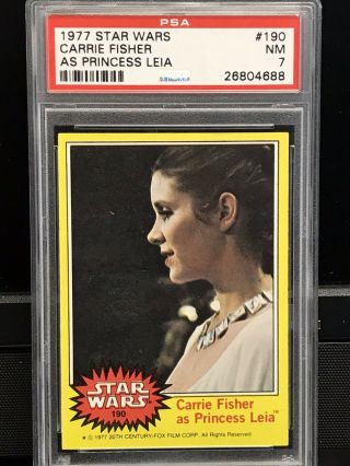 1977 Topps Star Wars Carrie Fisher As Princess Leia Organa 190 Near Psa 7