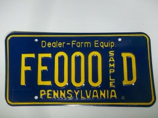 Pennsylvania License Plate Sample Farm Dealer