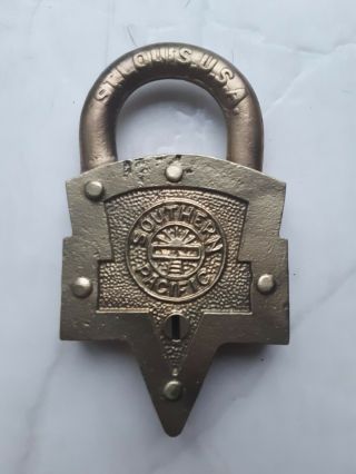 Southern Pacific Railroad Keen Kutter Brass Casted Pad Lock Rare Railroadiania 2