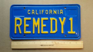 License Plate,  Blue California,  1970 Base,  Personalized Vanity: Remedy 1