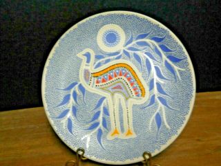 8 " Decorative Plate Emu Dreaming Aboriginal Art Pam Hall Australia