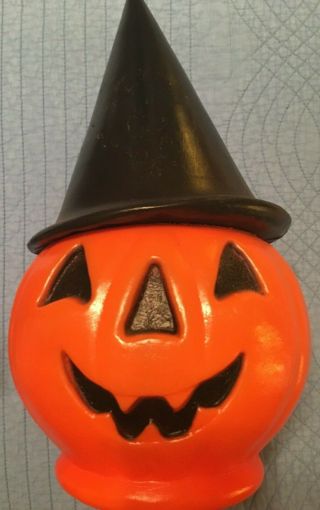 Vintage Blow Mold Jol Pumpkin With Hat Jack O 